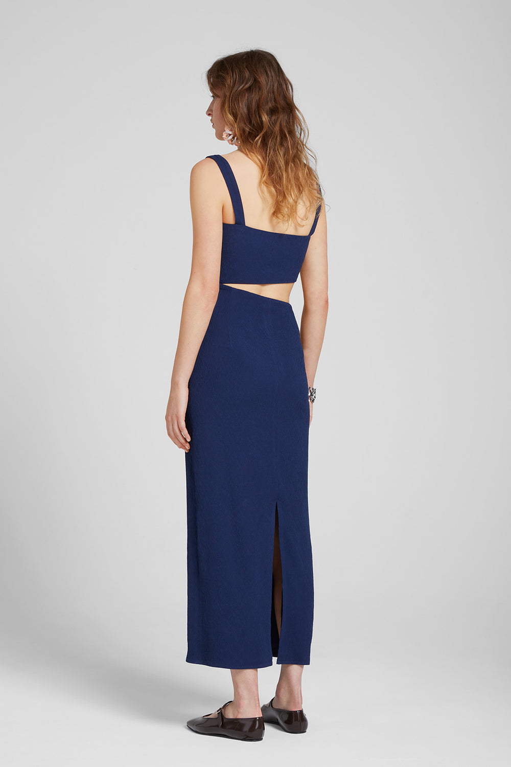 Load image into Gallery viewer, Cut-Out navy dress