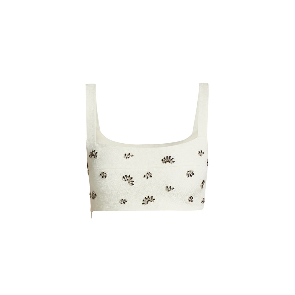 Load image into Gallery viewer, Crystal embroidered crop top