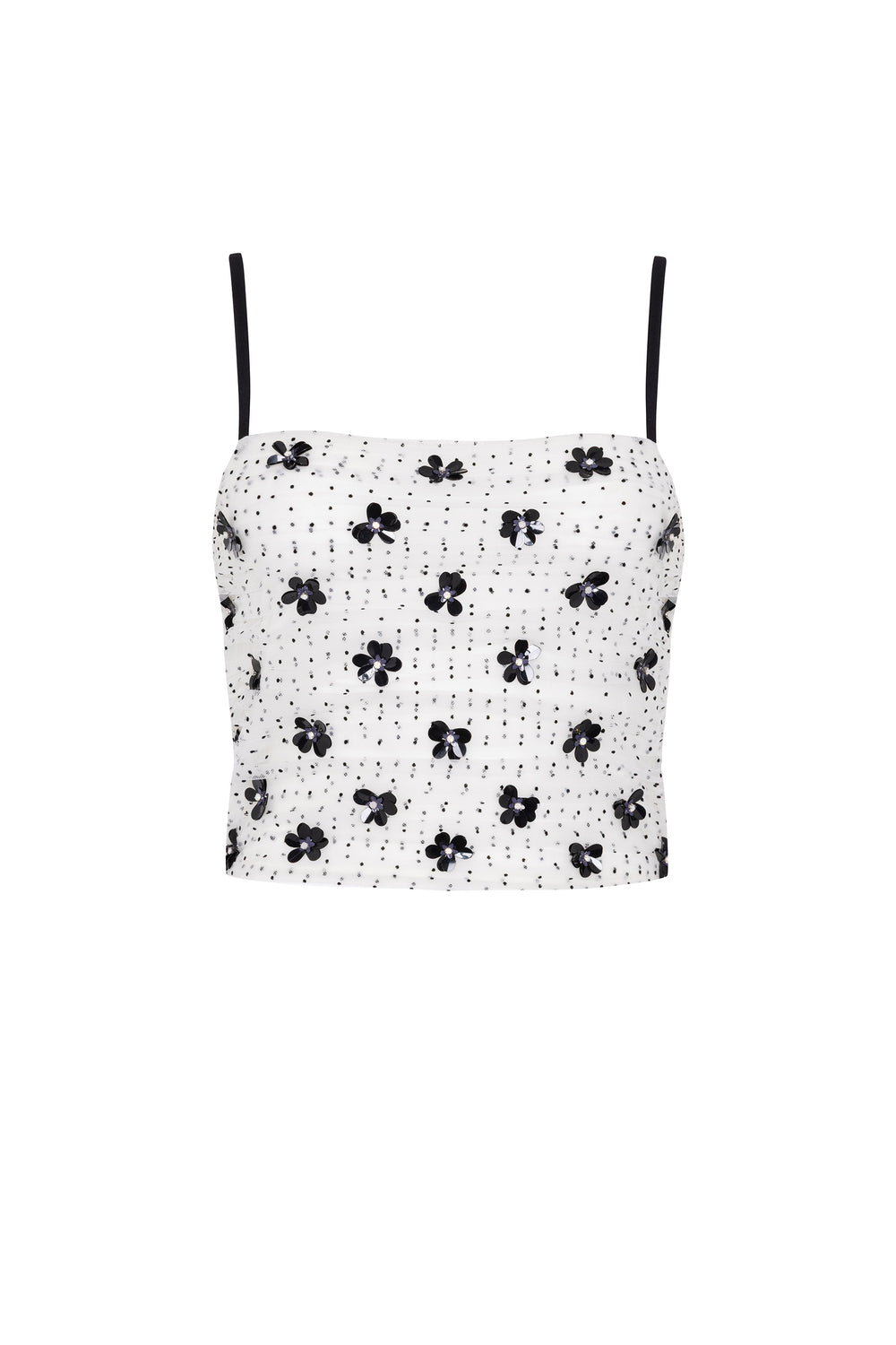 Load image into Gallery viewer, Gathered polka dot tulle top