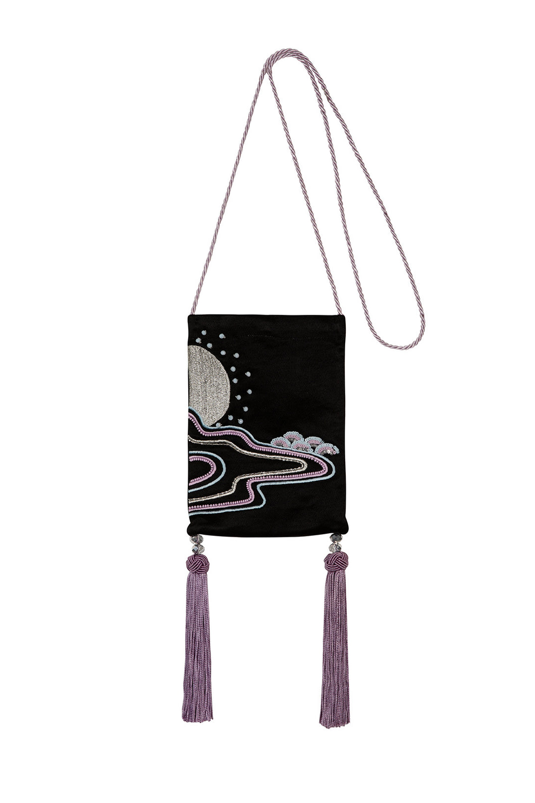 Black Embroidered Moon Bag