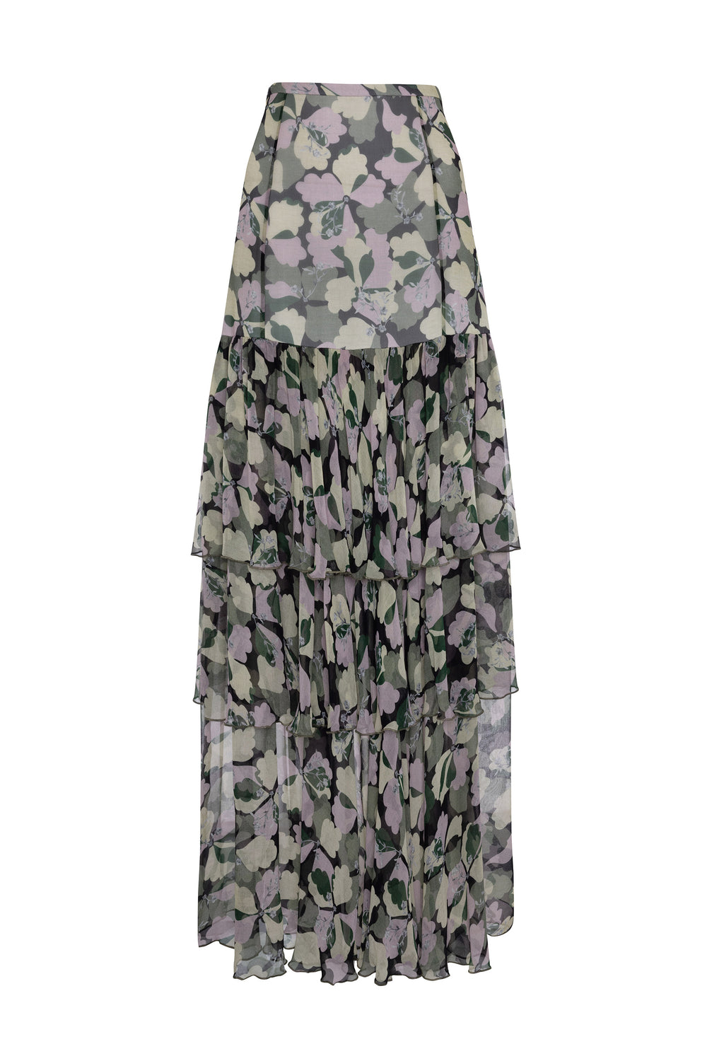 Load image into Gallery viewer, Floral tiered maxi skirt
