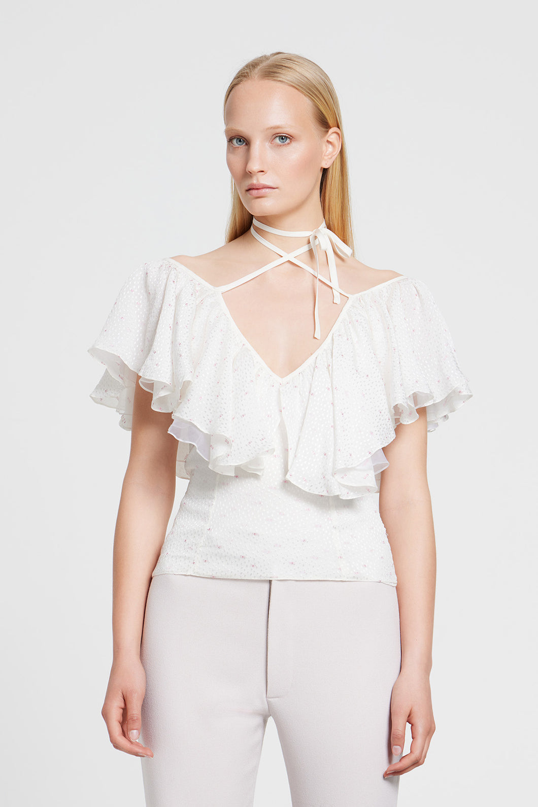 Ruffle fils coupé top