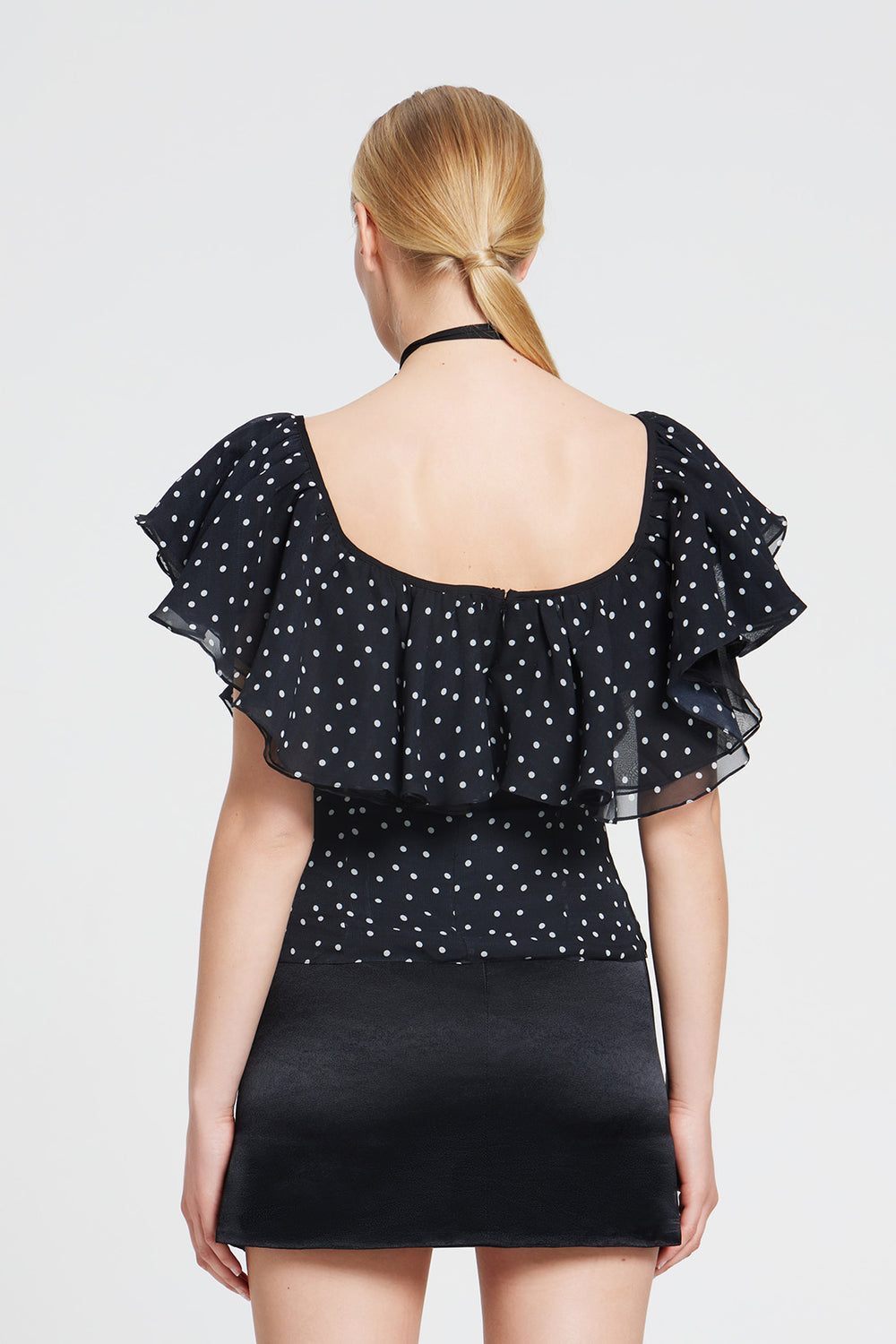 Load image into Gallery viewer, Ruffle polka dot top