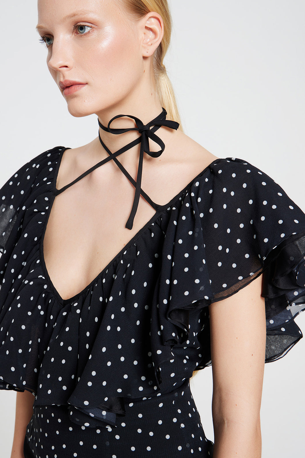 Ruffle polka dot top