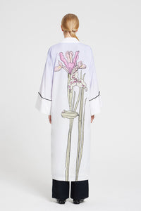 Iris embroidered kimono