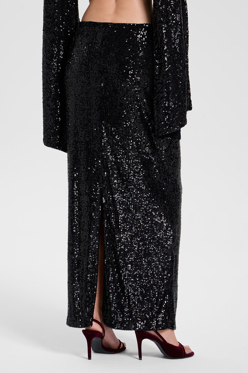 Load image into Gallery viewer, Sequin black maxi skirt