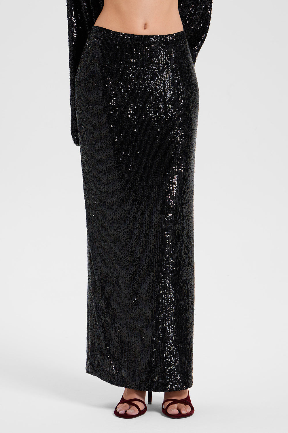 Load image into Gallery viewer, Sequin black maxi skirt