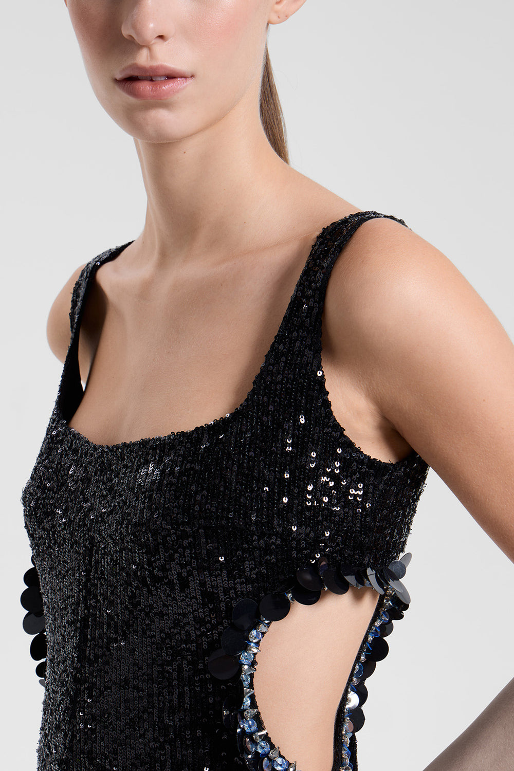 Load image into Gallery viewer, Embroidered sequin cutout jumpsuit