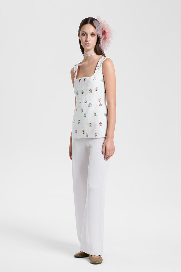 Floral embroidered corset top