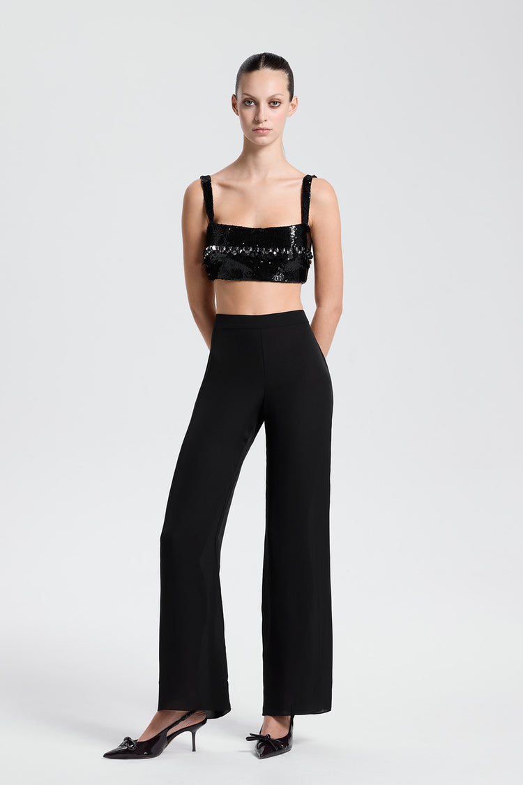 Semi-sheer silk trousers