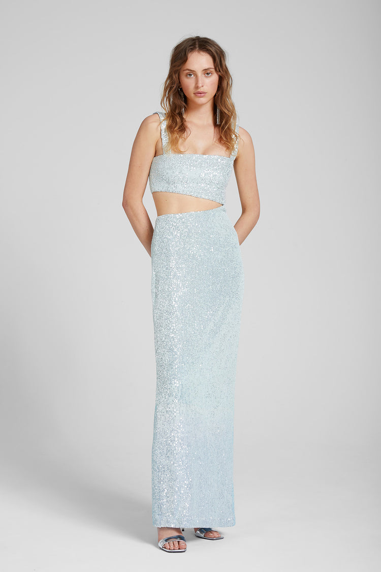 Sequin cut-out gown