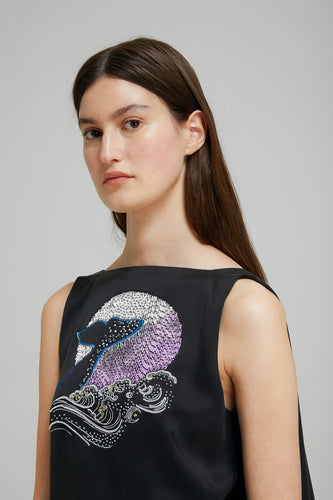 Winged embroidered top