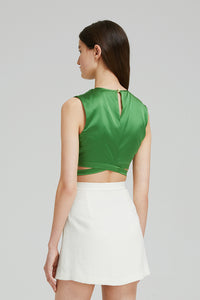 Embroidered green crop top