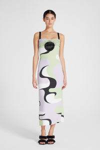 Swirl print pencil dress